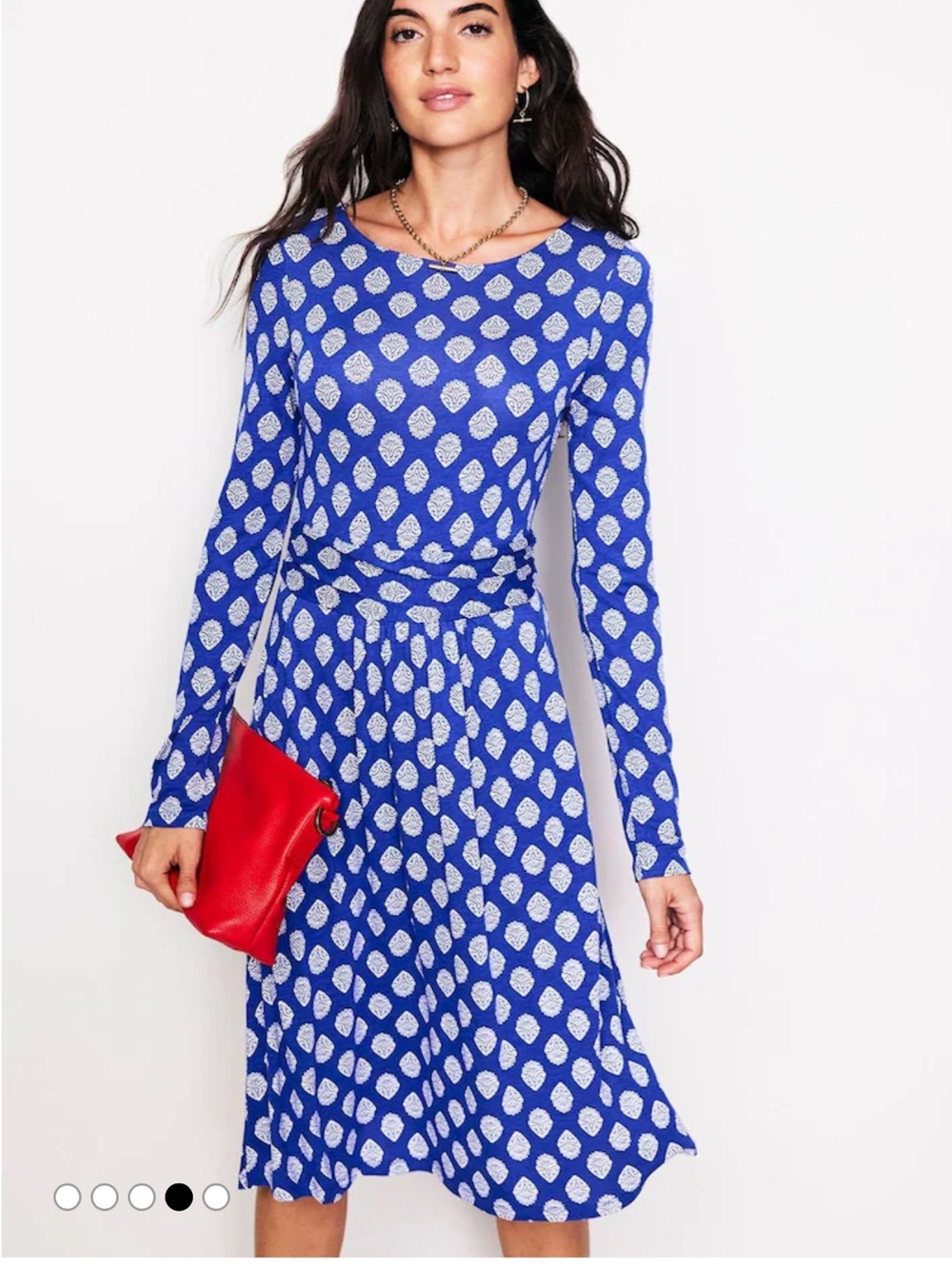 NWT Boden Amelie Longsleeve Midi T-Shirt Jersey Dress Sz 6 Blue Boatneck